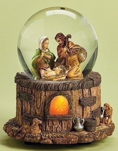 Fontanini Holy Family Stable Light Up Musical Italian Christmas Water Globe