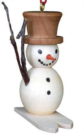 10-0113 – Christian Ulbricht Ornament – Snowman on Skis – 2″”H x .75″”W x 2″”D