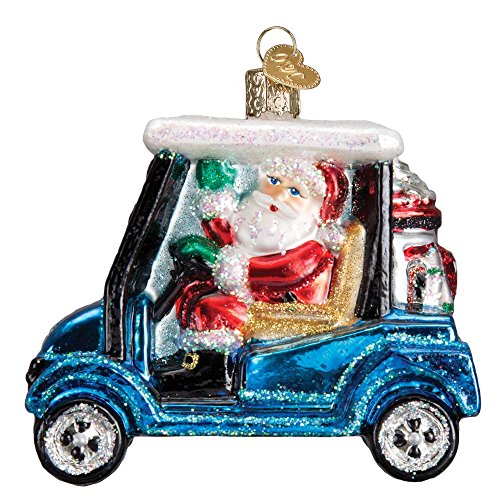 Old World Christmas Golf Cart Santa Glass Blown Ornament