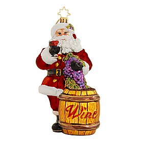 Christopher Radko Sommelier Santa Ornament – Hand Painted Glass Christmas Wine Vino