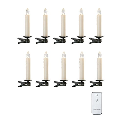 Martha Stewart Living Clip-On LED Candle Ornaments with Remote (Set of 10)