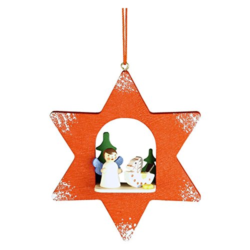 10-0453 – Christian Ulbricht Ornament – Angel in Red Star – 4″”H x 3.25″”W x 1″”D