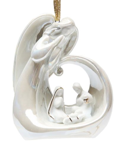 Appletree Design Praying Angel and Nativity Ornament, 3-1/2-Inch Tall, Includes Ribbon for Hanging