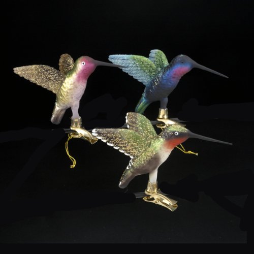 Kurt Adler Noble Gems Clip-on Hummingbird Ornaments Set of 3