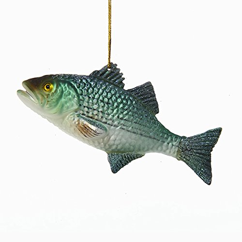 Kurt Adler 5 Inch Glass Noble Gems Realistic Bass Fish Christmas Ornament