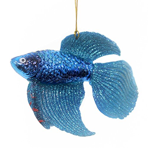 Noble Gems BETA FISH ORNAMENT Glass Hand Crafted Nb1114 Blue