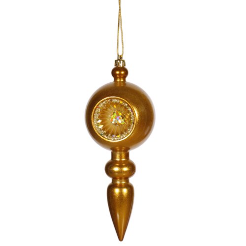 Antique Gold Retro Reflector Shatterproof Christmas Finial Ornament 8″