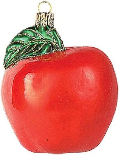 Red Apple Fruit Polish Glass Christmas Ornament Made in Poland Decoration
