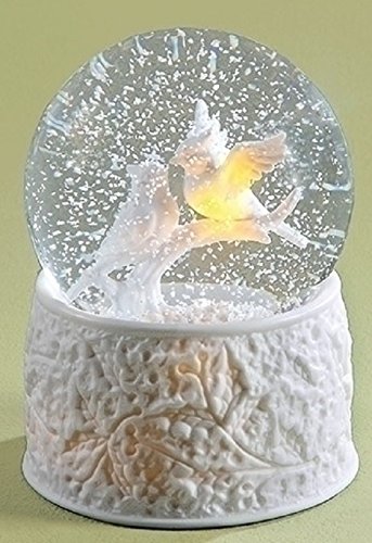 LED Lighted Pair of Cardinals Musical Snow Globe with Porcelain Base 6″