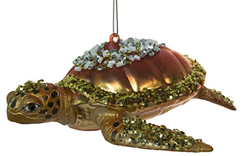 5 Inch Sea Turtle Blown Glass Christmas Ornament