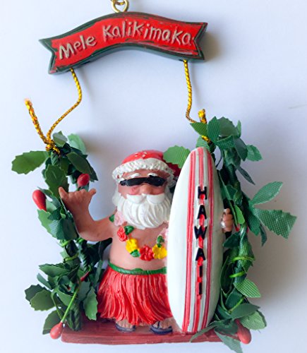 Island Heritage Hawaiian Hula Surfer Santa Christmas Ornament