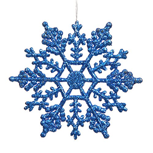 Vickerman 21439 – 4″ Blue Glitter Snowflake Christmas Tree Ornament (24 pack) (M101402)