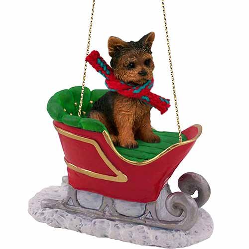 Yorkshire Terrier Sleigh Ride Christmas Ornament Puppy Cut – DELIGHTFUL!