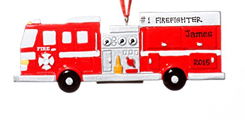 New Fire Engine Truck Christmas Holiday Ornament-Free Name Personalized-Shipped In One Day