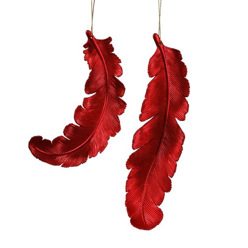 Vickerman 6″ Red Matte Finish Feather Christmas Ornament, 6 per Box