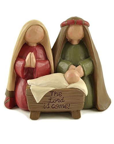 ‘Lord is Come’ Holy Family with Manger Resin Christmas Decoration – Size 4.25 x 3.50 inches