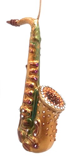 Saxophone Musical Instrument Polish Blown Glass Christmas Ornament Decoration