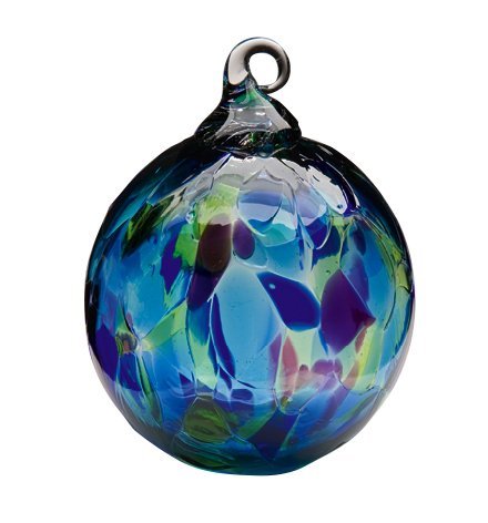 Glass Blue Mosaic Globe Ornament