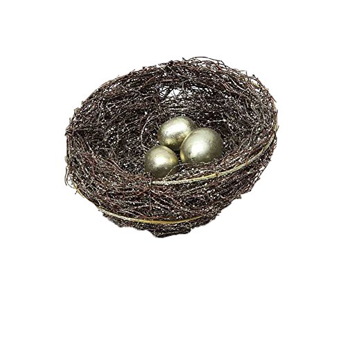 Creative Co-op 5″ Round Artificial Bird’s Nest with Gold Eggs – Christmas Tree Ornament