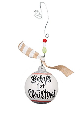 Glory Haus Baby’s First with Fawn-Coral Ball Ornament, 4.5″