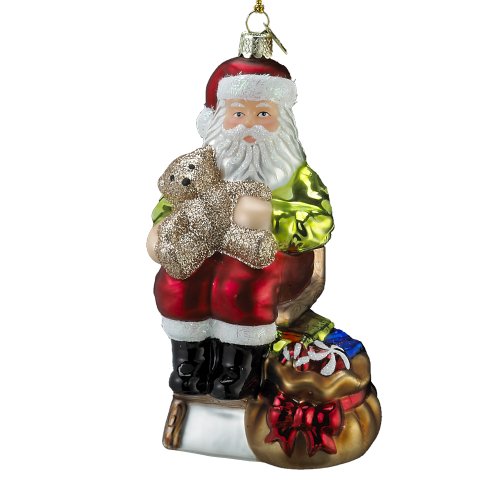 Kurt Adler Noble Gems Glass Santa on Chair Ornament, 5-Inch