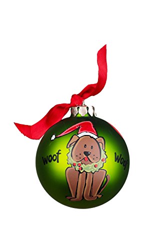 Glory Haus Christmas Dog Green Glass Ornament, 4″