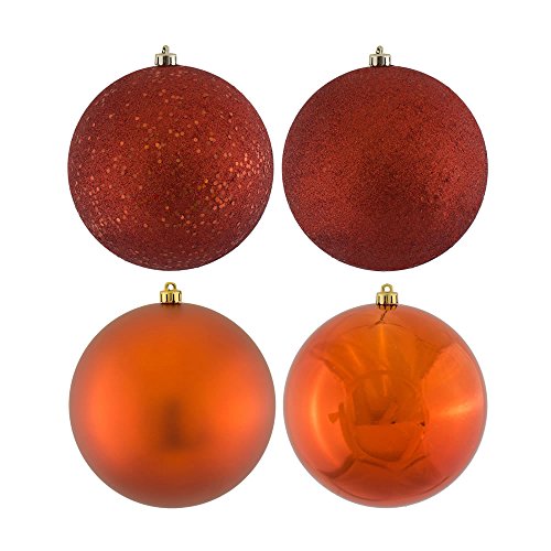 Vickerman 4-Finish Assorted Plastic Ornament Set & Seamless Shatterproof Christmas Ball Ornaments, Assorted 24 per Box, 2.4″, Copper