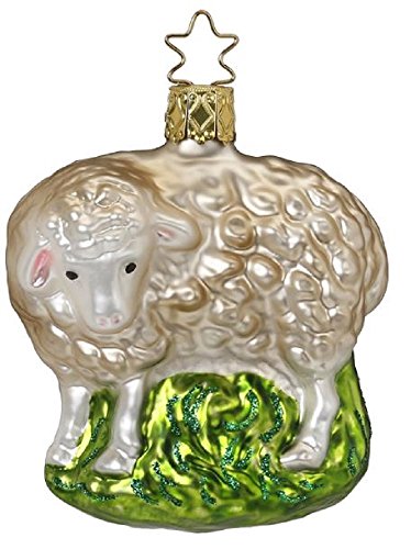 Inge Glas White Mama Sheep Animal German Glass Christmas Tree Ornament FREE BOX