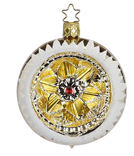 Reflector Ball 8 cm,Vintage Flower Reflector, #20194T108, from the 2015 Vintage Christmas Collection by Inge-Glas Manufaktur; Gift Box Included