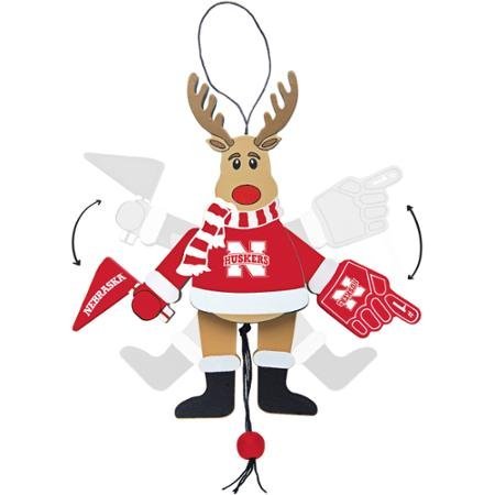 Topperscot by Boelter Brands NCAA Wooden Cheering Reindeer Ornament University of Nebraska Cornhuskers WLM