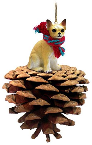 Conversation Concepts Chihuahua Tan & White Pinecone Pet Ornament