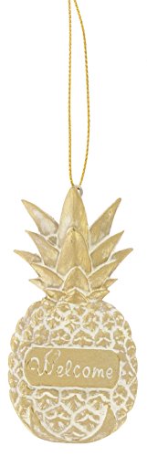 Midwest CBK 3.5″ x 1.75″ Resin Gold-Tone “Welcome” Pineapple Ornament