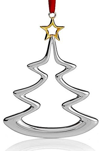 Nambe Holiday Silver Plate with Gold Accent Christmas Tree Ornament by Nambe