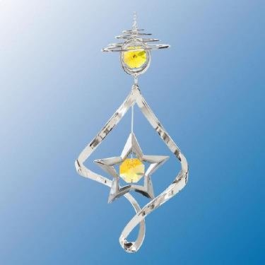 Chrome Plated Star Top Spiral – Yellow – Swarovski Crystal