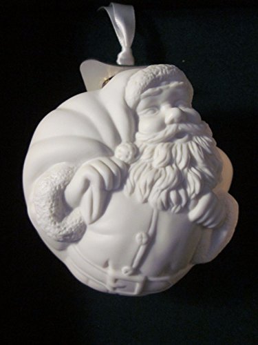WEDGWOOD Puffed Santa Christmas Ornament White Porcelain Bisque