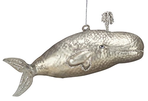 Great Gray Whale Glass Christmas Holiday Ornament