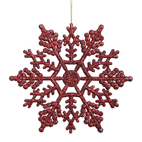 Vickerman 23551 – 6.25″ Burgundy Glitter Snowflake Christmas Tree Ornament (12 pack) (M101505)