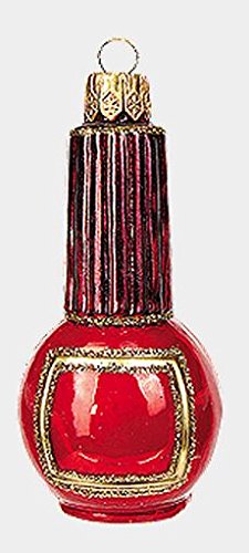 Bottle of Red Nail Polish Enamel Polish Glass Christmas Ornament Decoration