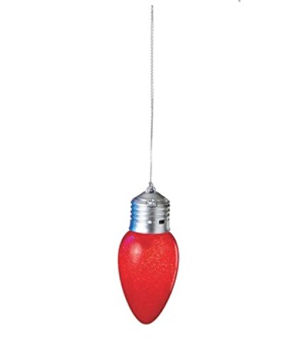 4.25″ Battery Operated Red Beaded Slow Blink Lighted Light Bulb Christmas Ornament