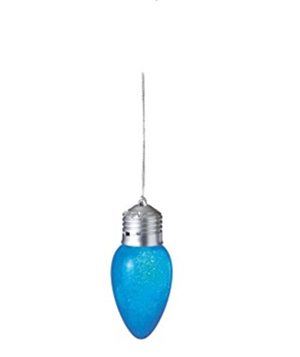 4.25″ Battery Operated Blue Beaded Slow Blink Lighted Light Bulb Christmas Ornament