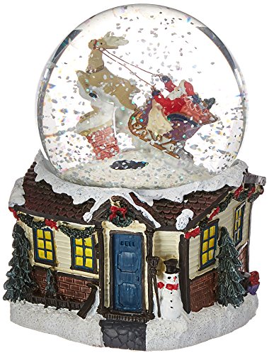 MusicBox Kingdom Snow Globe with Santa and Sleigh Decorative Box