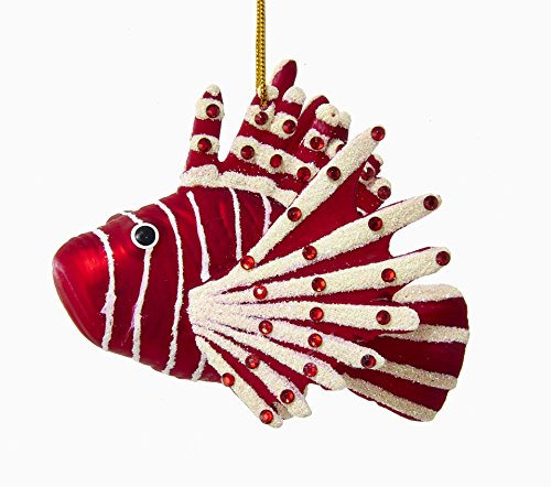 Noble Gems Red Lion Fish Glass Christmas Ornament Marine Ocean Sea Life NB1113