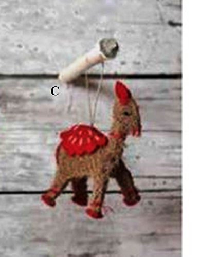 Creative Co-Op Whimsy Collection Felted Wool & Raffia Camel Ornament, Choice of Style (C)