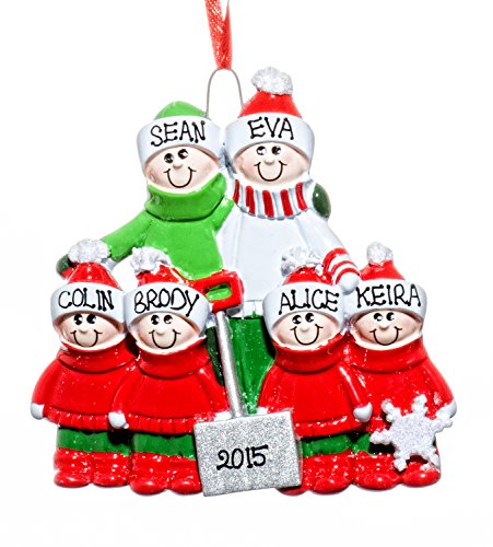 Family 6 (six) Person Personalized Name Snow Shovel Holiday Christmas Tree Ornament-Free Name Personalized – Shipped In One Day