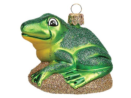 Green Frog Polish Mouth Blown Glass Christmas Ornament Tree Decoration