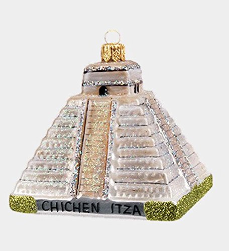 Chichen Itza Mayan Temple Mexico Polish Glass Christmas Ornament Decoration