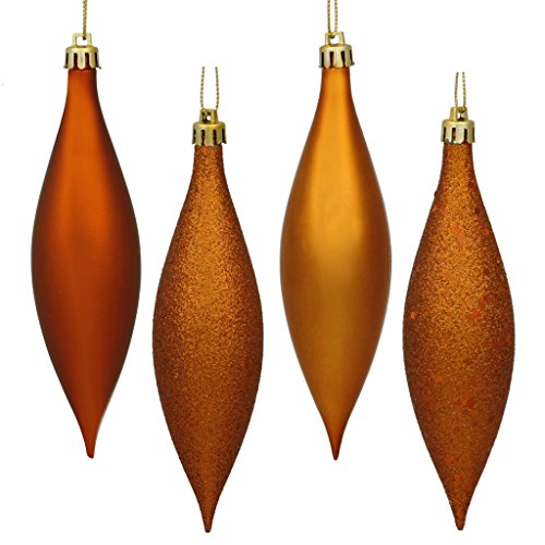 Vickerman 19502 – 5.5″ Burnished Orange Shiny Matte Glitter Sequin Drop Christmas Tree Ornament (8 pack) (N500118)