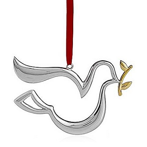 Nambe Holiday Silver Plate with Gold Accent Dove Ornament by Nambe