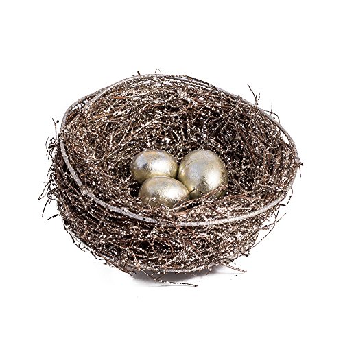 6″ Clip-On Bird Nest with Eggs Christmas Tree Ornament (Silver)