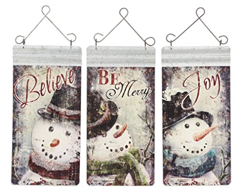Set of 3 Special T Imports 8″ x 4″ Metal Nostalgic Snowman Ornament Signs